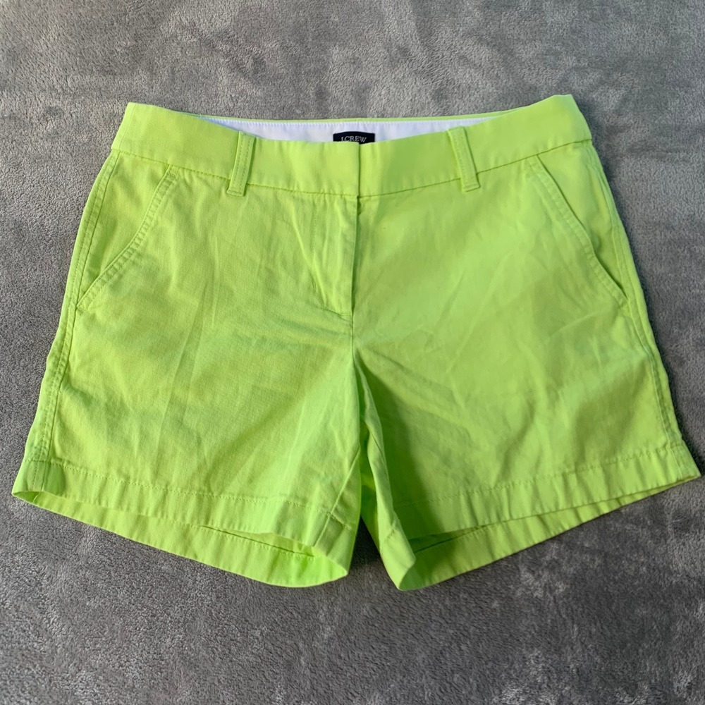 J. Crew Womens Re-Imagined Neon Green Shorts Size 4 Casual Summer